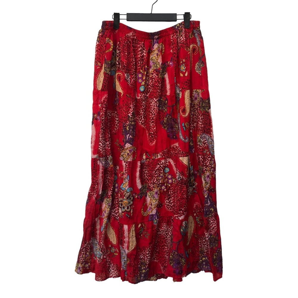 Bobbie Brooks Red Paisley Print Maxi Skirt size 1X